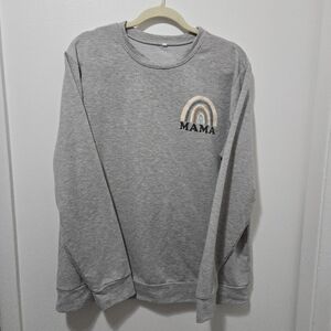 Gray 'Mama' Sweatshirt with Rainbow Design